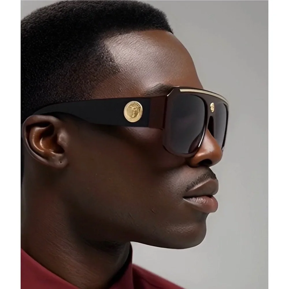 Mens Oversized Shield Sunglasses Burgundy Rapper Shades Eyewear UV400 Lentes New